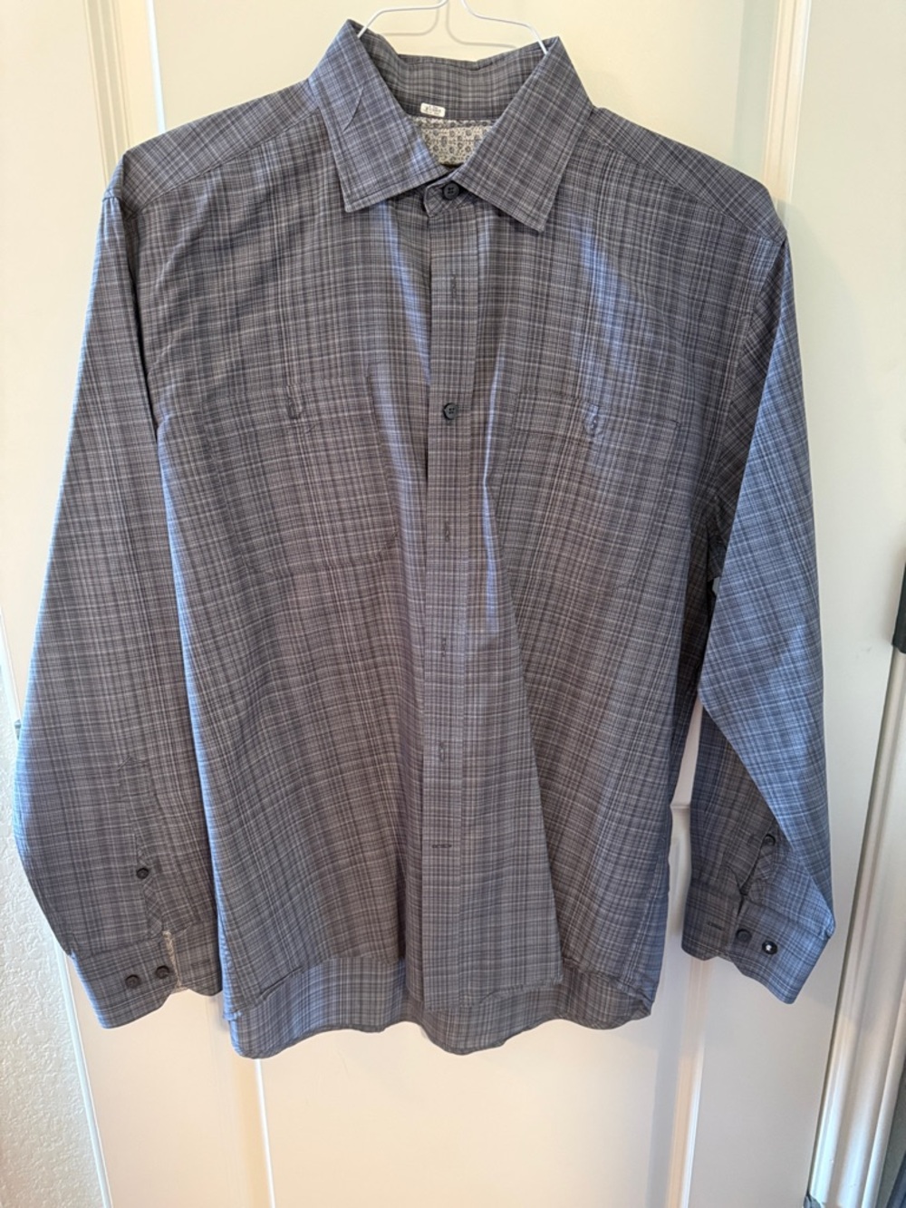 Pronto Uomo Gray Blue Plaid Dress Shirt